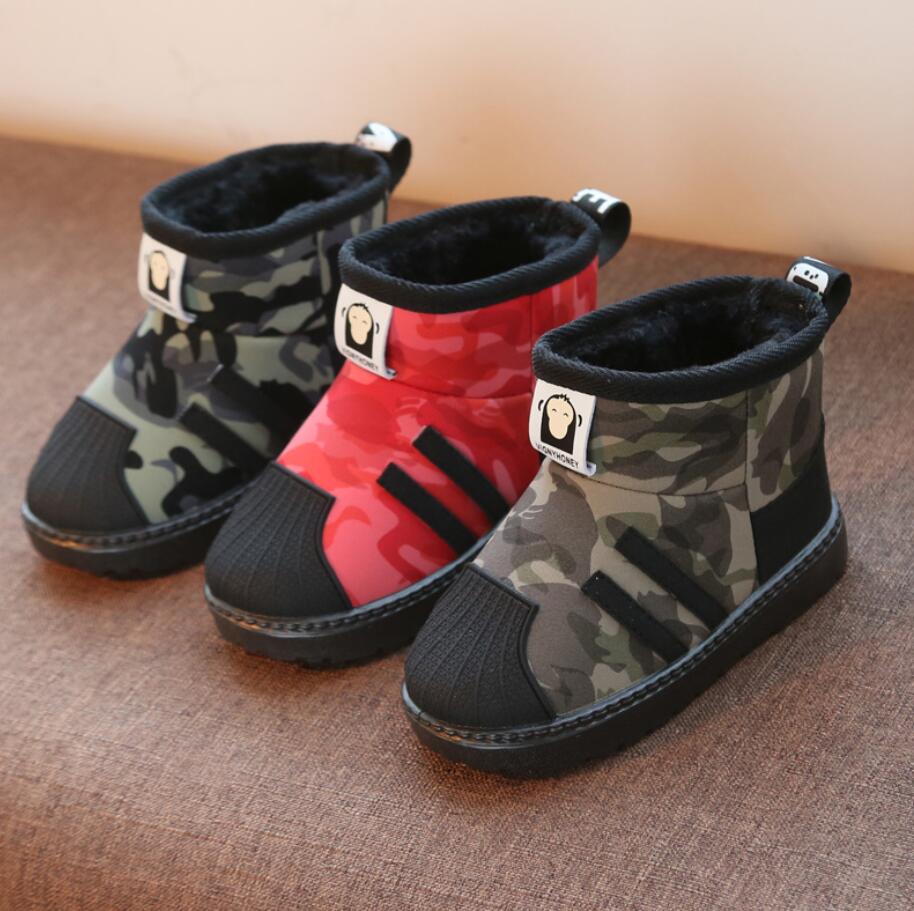 Kids Shoes Winter Boys Brand Snow Boots Children Fashion Plush Warm Ankle Martin Boots Baby Girls Black Red Sport Shoes