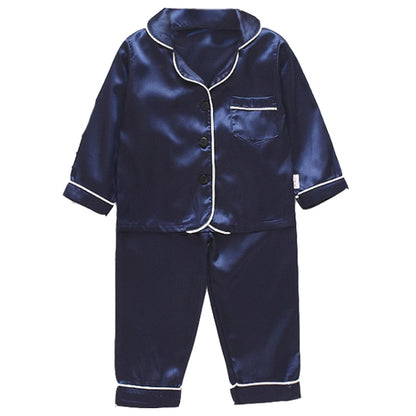 LJW Children's pajamas set Baby suit Kids Clothes Toddler Boys Girls Ice silk satin Tops Pants Set home Wear Kids pajamas