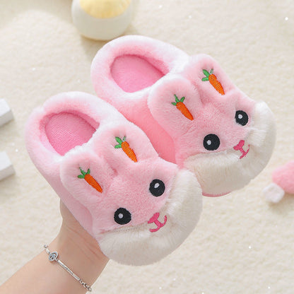 Kids Cotton Slides Autumn Winter Indoor Non-slip Cute Rabbit Non-slip Kids Shoes Home Slippers Fashion Baby Boys Girls Slippers