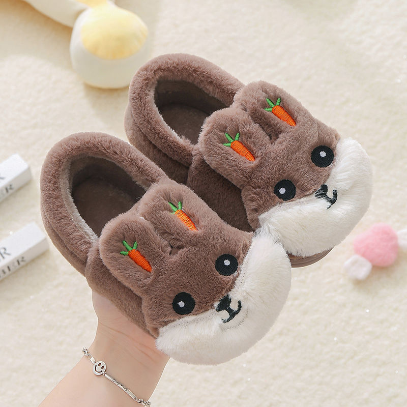 Kids Cotton Slides Autumn Winter Indoor Non-slip Cute Rabbit Non-slip Kids Shoes Home Slippers Fashion Baby Boys Girls Slippers