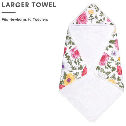 Baby Hooded Towel, Muslin-Backed, Buttery Soft Terry, Floral Print