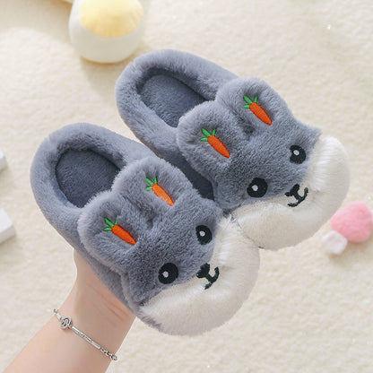 Kids Cotton Slides Autumn Winter Indoor Non-slip Cute Rabbit Non-slip Kids Shoes Home Slippers Fashion Baby Boys Girls Slippers