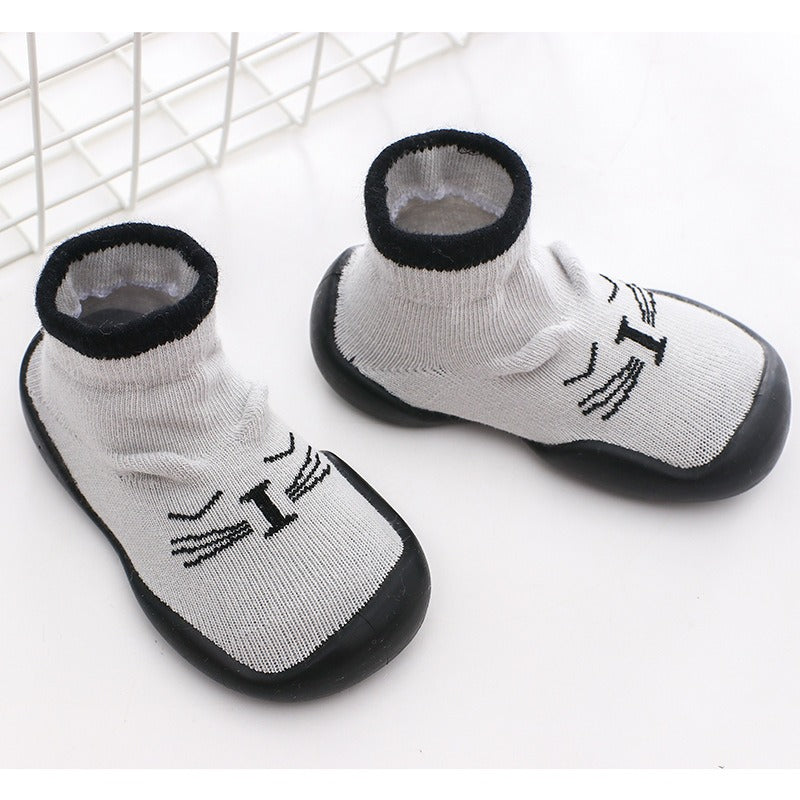 Autumn and Winter Baby Socks Silicone Anti slip Bottom Floor Socks Children's Shoes and Socks Cartoon Rainbow Strips Indoor Walking Shoes and Socks