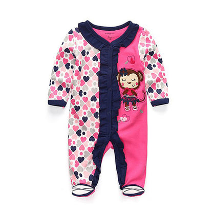 Newborn pure cotton double button crawling clothes baby jumpsuit closed door children's clothing