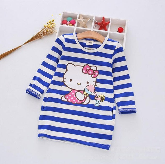 Children Girls Dress  Casual Stripe Pattern Vestidos Girls Clothes 100% Cotton Christmas Vetement Fille Kids Dresses