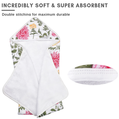 Baby Hooded Towel, Muslin-Backed, Buttery Soft Terry, Floral Print