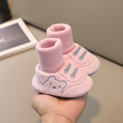 Baby shoes and socks 0-1 years old 3-6-12 months old cotton shoes for warmth anti slip walking shoes for male and female babies