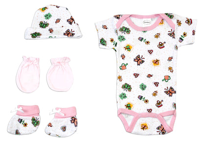 Newborn Baby Girls 4 Pc Layette Baby Shower Gift