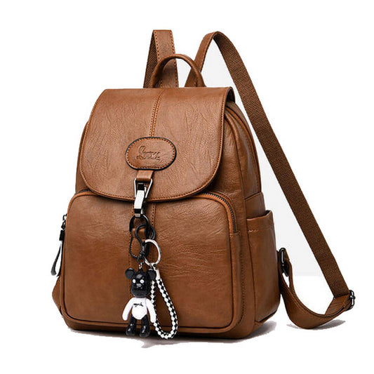 Black Soft Backpack Female Pu Leather Vintage Ladies Backpack Women Youth Bagpack for Teenage Girl Brown