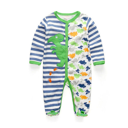 Newborn pure cotton double button crawling clothes baby jumpsuit closed door children's clothing