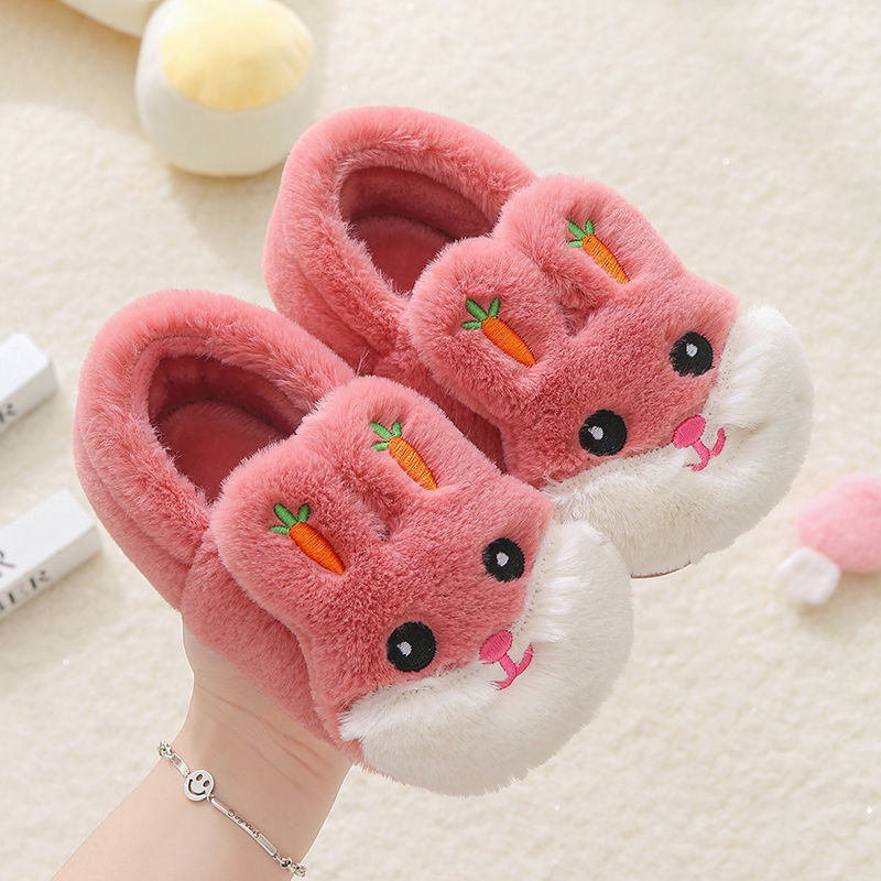 Kids Cotton Slides Autumn Winter Indoor Non-slip Cute Rabbit Non-slip Kids Shoes Home Slippers Fashion Baby Boys Girls Slippers