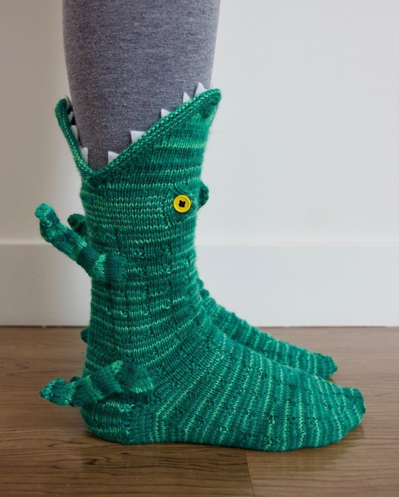 Christmas Knitted Crocodile Socks Creative Socks