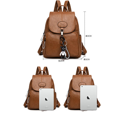 Black Soft Backpack Female Pu Leather Vintage Ladies Backpack Women Youth Bagpack for Teenage Girl Brown