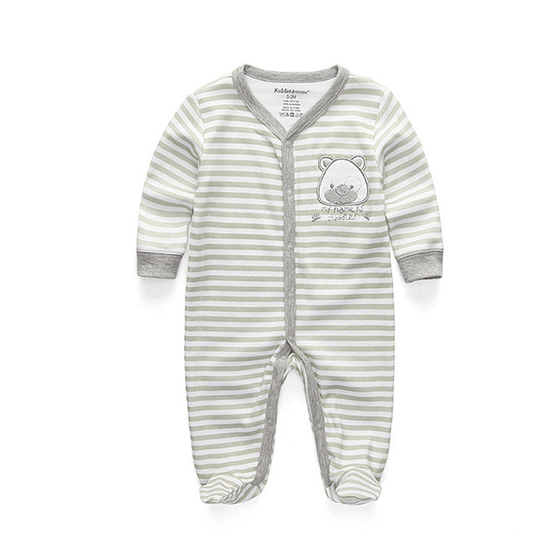 Newborn pure cotton double button crawling clothes baby jumpsuit closed door children's clothing