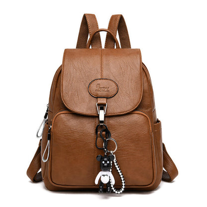 Black Soft Backpack Female Pu Leather Vintage Ladies Backpack Women Youth Bagpack for Teenage Girl Brown