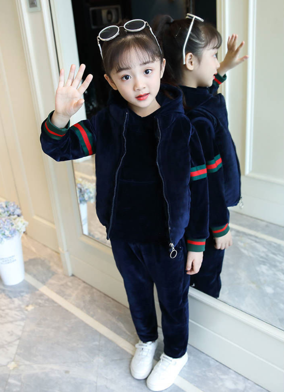 Brand Boys Warm Thicken Fleece Hoodies+Pants+Vest 3pcs Sets Girl Winter Sets Children Clothes Kids Casual Suits Christmas Outfit