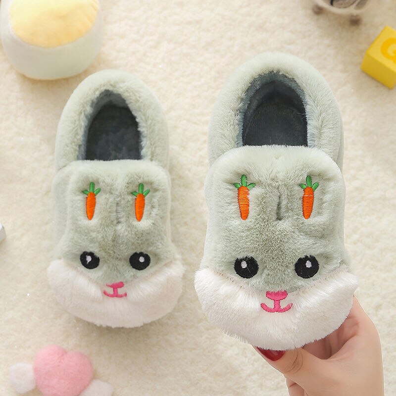 Kids Cotton Slides Autumn Winter Indoor Non-slip Cute Rabbit Non-slip Kids Shoes Home Slippers Fashion Baby Boys Girls Slippers