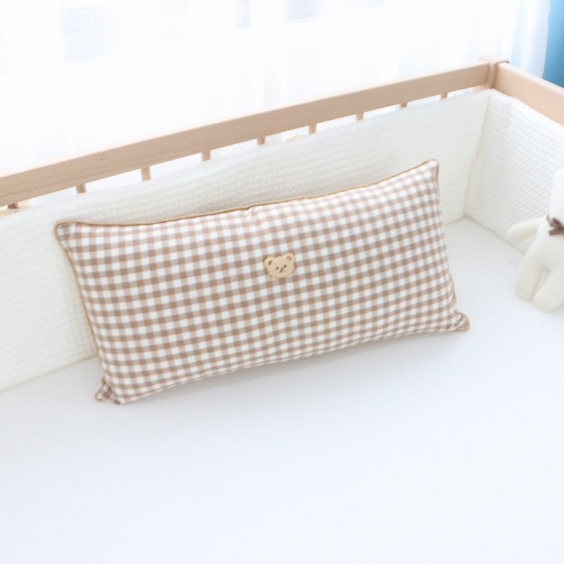 ins pure cotton embroidered bear bedside pillow baby comfort pillow removable and washable core