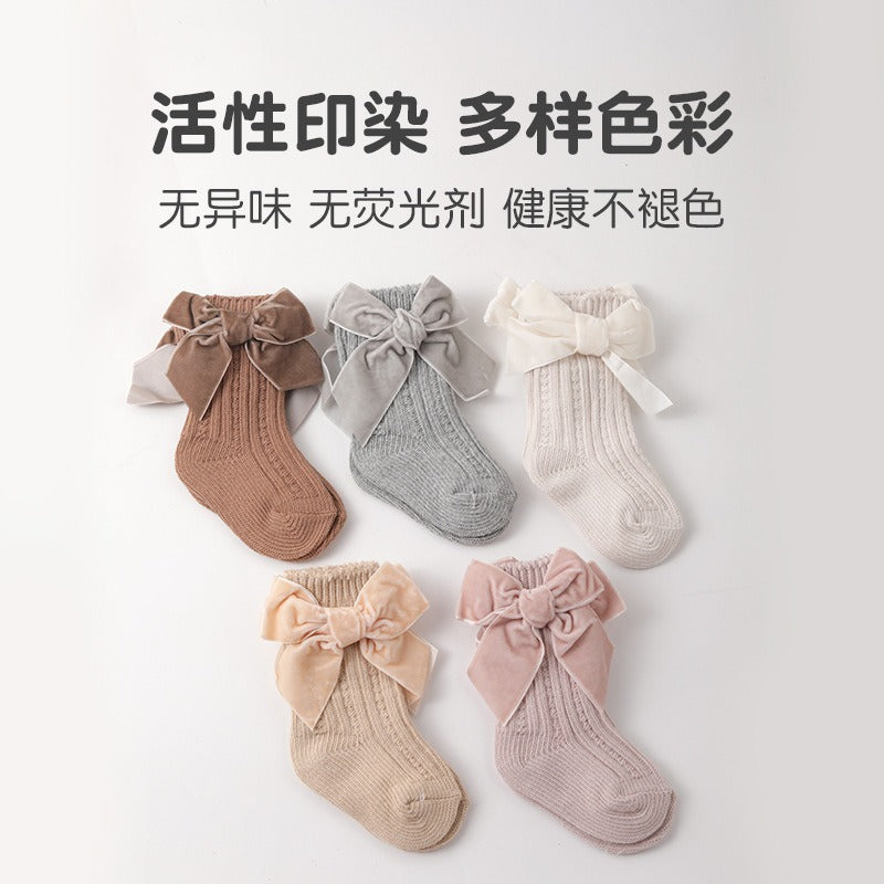 Baby thick needle socks, autumn and winter socks, boys and girls medium length short socks, princess plush socks