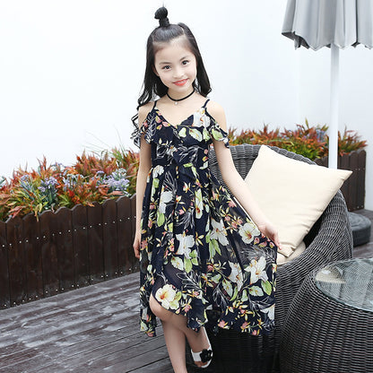 Girls Dress Bohemia Style Dresses Girls Sleeveless Floral Dress For Adolescents 8 10 12 Big Kids Girls Clothes