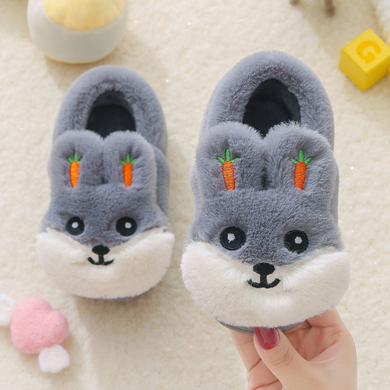 Kids Cotton Slides Autumn Winter Indoor Non-slip Cute Rabbit Non-slip Kids Shoes Home Slippers Fashion Baby Boys Girls Slippers