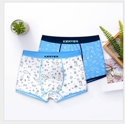 2Pcs High Quality Children's Underwear for Kids Cartoon Cat Shorts Soft Cotton Underpants Boys Teenage Striped Panties