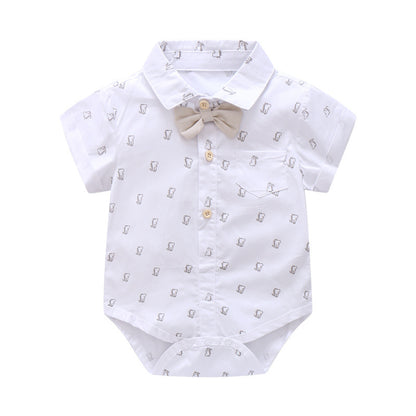 Baby Boy Baby Overalls Suit Gentleman Short Sleeve Outing Romper