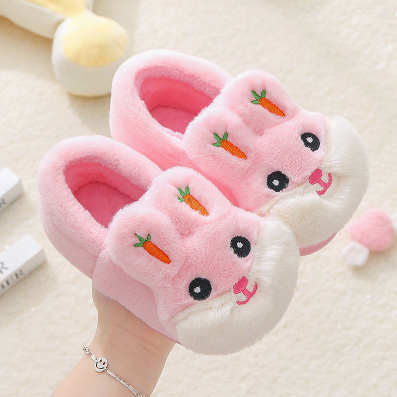 Kids Cotton Slides Autumn Winter Indoor Non-slip Cute Rabbit Non-slip Kids Shoes Home Slippers Fashion Baby Boys Girls Slippers