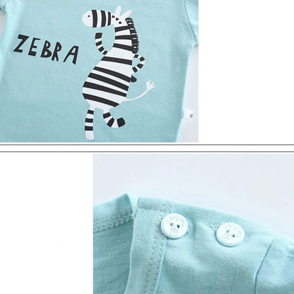 T-shirt+Shorts 2-Piece Clothing Set Pajamas Summer Kids Baby Boys Girls Cotton Casual Tracksuit Cartoon Dinosaur Clothes Suit