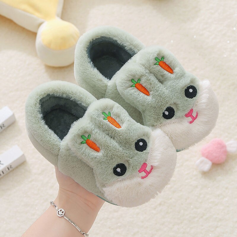 Kids Cotton Slides Autumn Winter Indoor Non-slip Cute Rabbit Non-slip Kids Shoes Home Slippers Fashion Baby Boys Girls Slippers