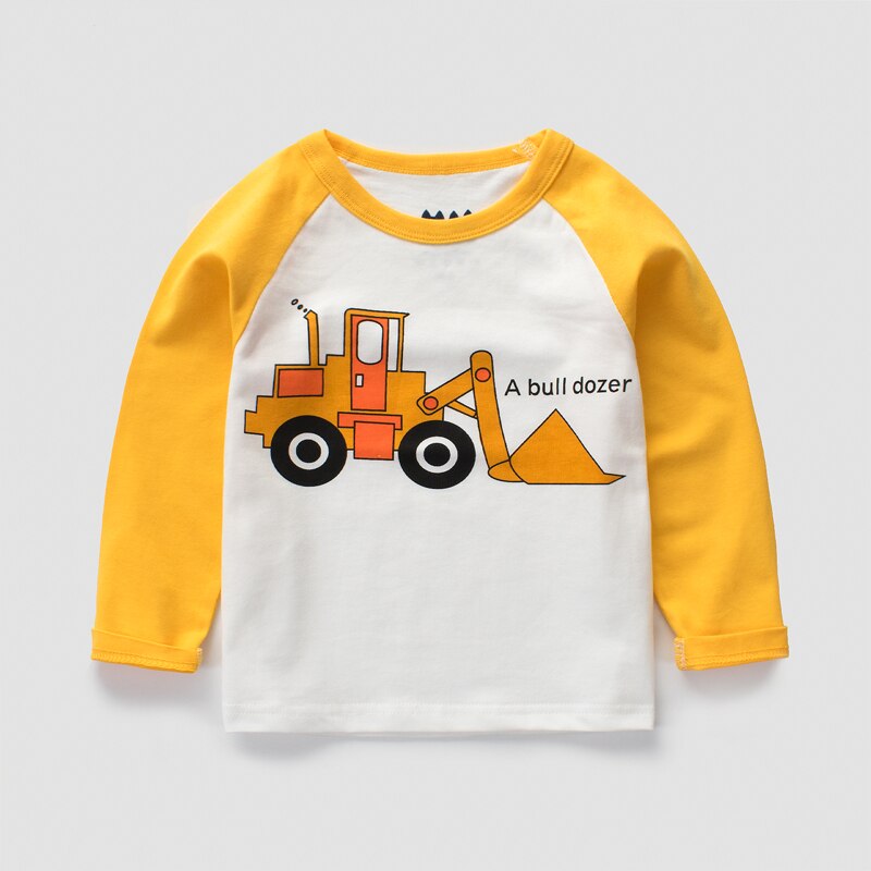 Kids Boys T-shirts Baby Long Sleeve Excavator Tops Children Autumn Solid Cotton Sweatshirt 2 3 4 5 6 7 Years Boy Girl T Shirts