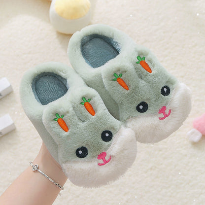 Kids Cotton Slides Autumn Winter Indoor Non-slip Cute Rabbit Non-slip Kids Shoes Home Slippers Fashion Baby Boys Girls Slippers