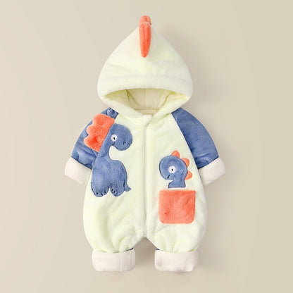 Baby One-Piece Clothes Plush Thickened Autumn And Winter New Baby Boys And Girls Romper Cartoon Crawling Clothes Winter Cotton Clothes