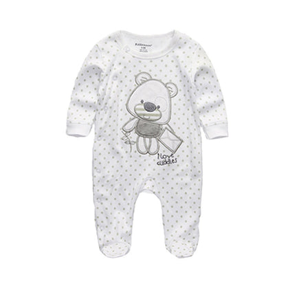 Newborn pure cotton double button crawling clothes baby jumpsuit closed door children's clothing