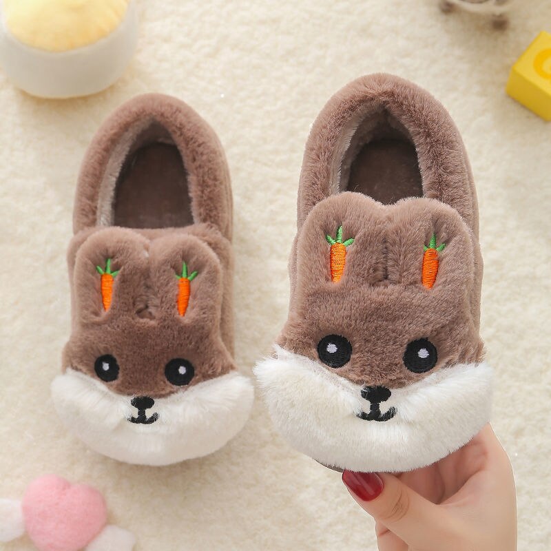 Kids Cotton Slides Autumn Winter Indoor Non-slip Cute Rabbit Non-slip Kids Shoes Home Slippers Fashion Baby Boys Girls Slippers