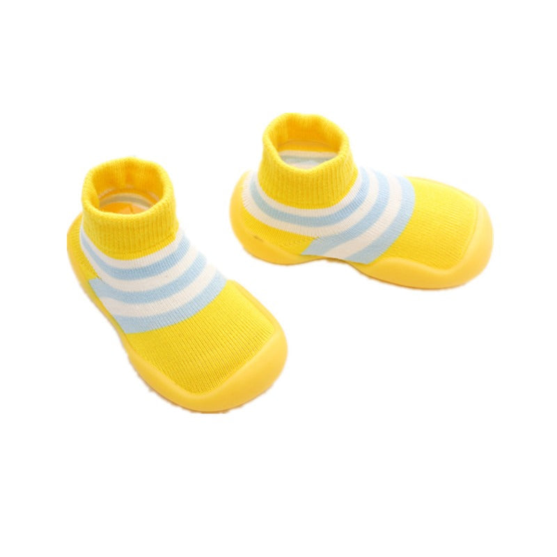 Autumn and Winter Baby Socks Silicone Anti slip Bottom Floor Socks Children's Shoes and Socks Cartoon Rainbow Strips Indoor Walking Shoes and Socks