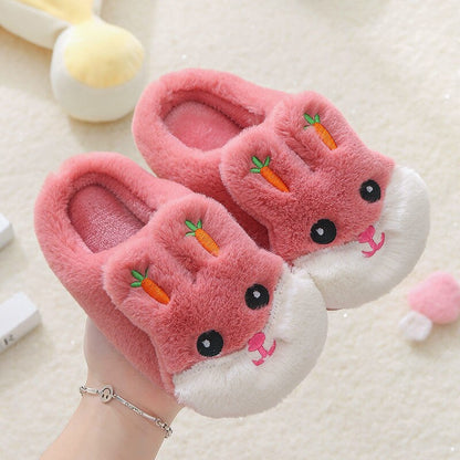 Kids Cotton Slides Autumn Winter Indoor Non-slip Cute Rabbit Non-slip Kids Shoes Home Slippers Fashion Baby Boys Girls Slippers