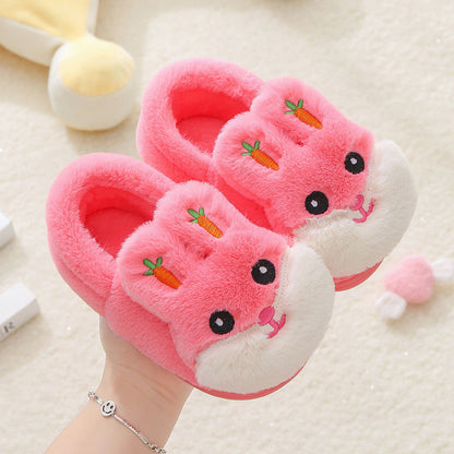 Kids Cotton Slides Autumn Winter Indoor Non-slip Cute Rabbit Non-slip Kids Shoes Home Slippers Fashion Baby Boys Girls Slippers