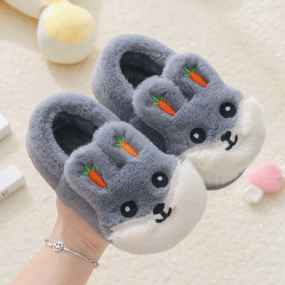 Kids Cotton Slides Autumn Winter Indoor Non-slip Cute Rabbit Non-slip Kids Shoes Home Slippers Fashion Baby Boys Girls Slippers