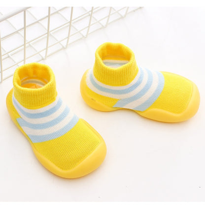 Autumn and Winter Baby Socks Silicone Anti slip Bottom Floor Socks Children's Shoes and Socks Cartoon Rainbow Strips Indoor Walking Shoes and Socks