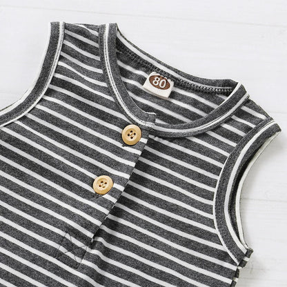 Summer Baby Shorts Set For Girls Boys Newborn Clothes 2Pcs Bottom Vest+Striped Shorts Sleeveless Toddler Boy Clothing Suit D30