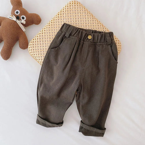 MILANCEL Solid Kids Pants for Boys and Girls  Four Seasons Elastic