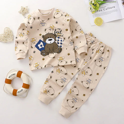 Cotton Boys Girls Sleepwear Suits Autumn Spring Newborn Underclothes