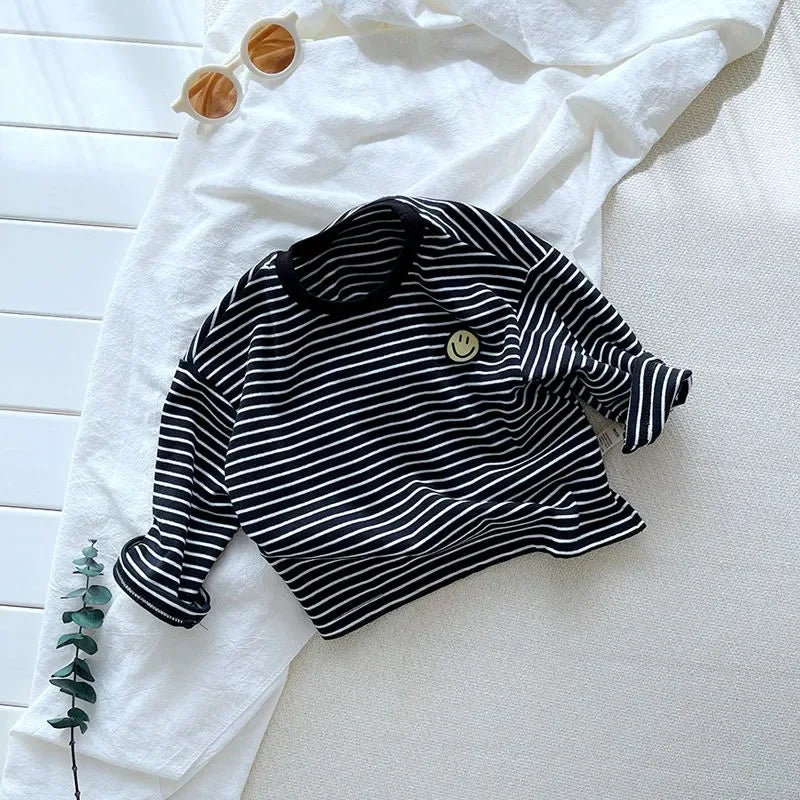 Striped Cute Baby Long Sleeved T-shirt Children Clothes Tops Boy's