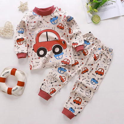 Cotton Boys Girls Sleepwear Suits Autumn Spring Newborn Underclothes