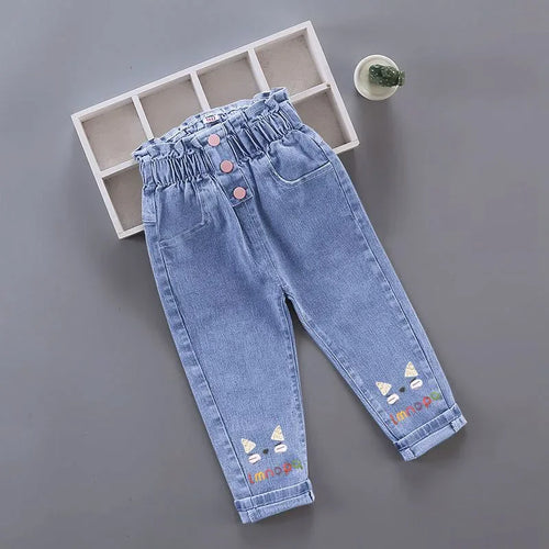 Kids Baby Girls Casual Clothes Jeans Pink Bow Trousers Toddler Infant