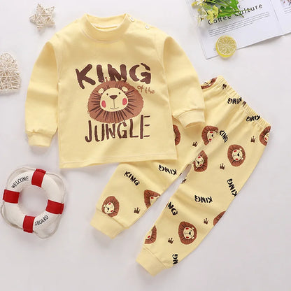 Cotton Boys Girls Sleepwear Suits Autumn Spring Newborn Underclothes