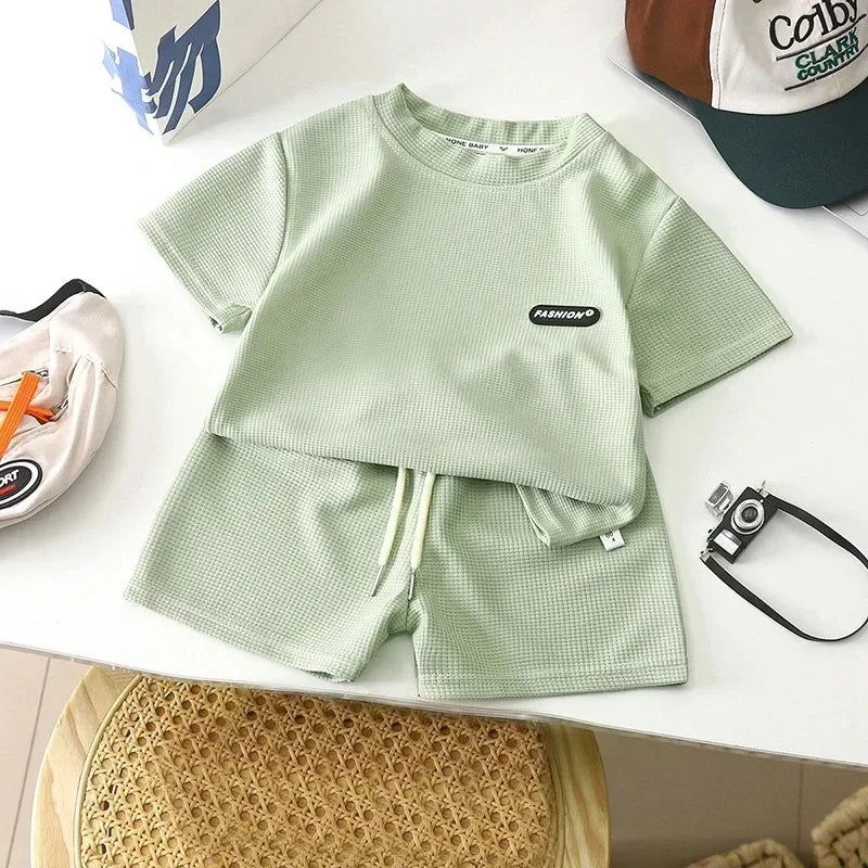 2Pcs Fashion Children Short Sleeve Shorts Sets Summer Kids Clothes Boy