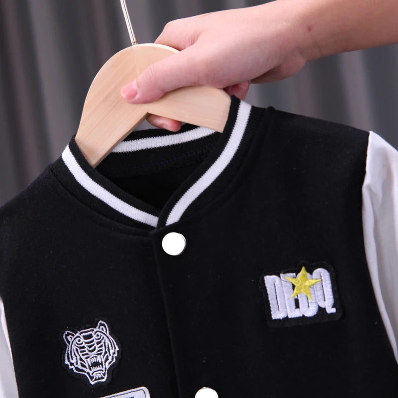 New Spring Autumn Baby Boys Clothing Set Cartoon Tiger Baseball Jacket