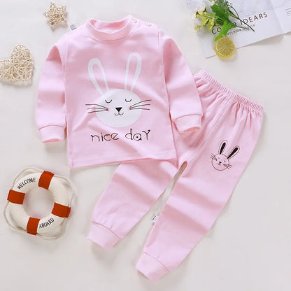 Cotton Boys Girls Sleepwear Suits Autumn Spring Newborn Underclothes